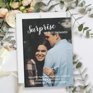 Surprise We Got Engaged Engagement Photo Invitation
