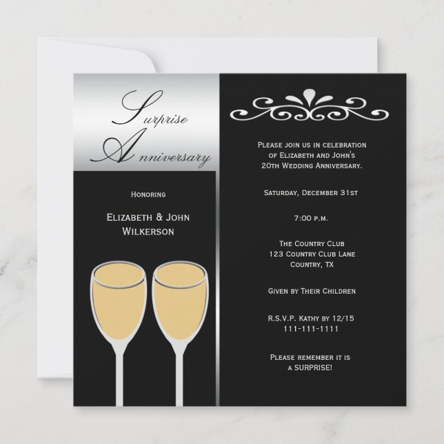 Surprise Wedding Anniversary Party Invitation (Front)