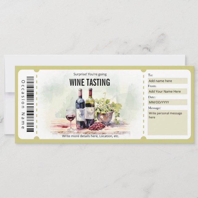 Surprise Wine Tasting Gift Certificate Template (Front)