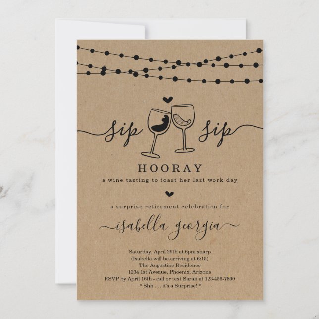 Surprise Wine Tasting Retirement Party Invitation (Front)