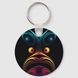 Surprised Abstract Bird Chicken face Key Ring