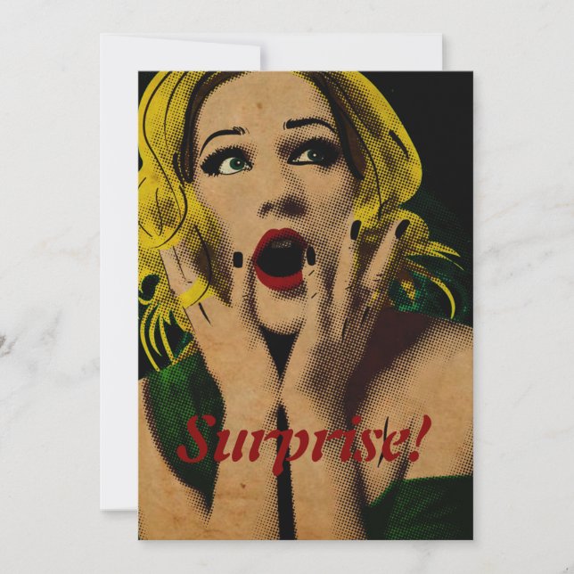 Surprised Beautiful Woman Birthday Party  Invitation (Front)