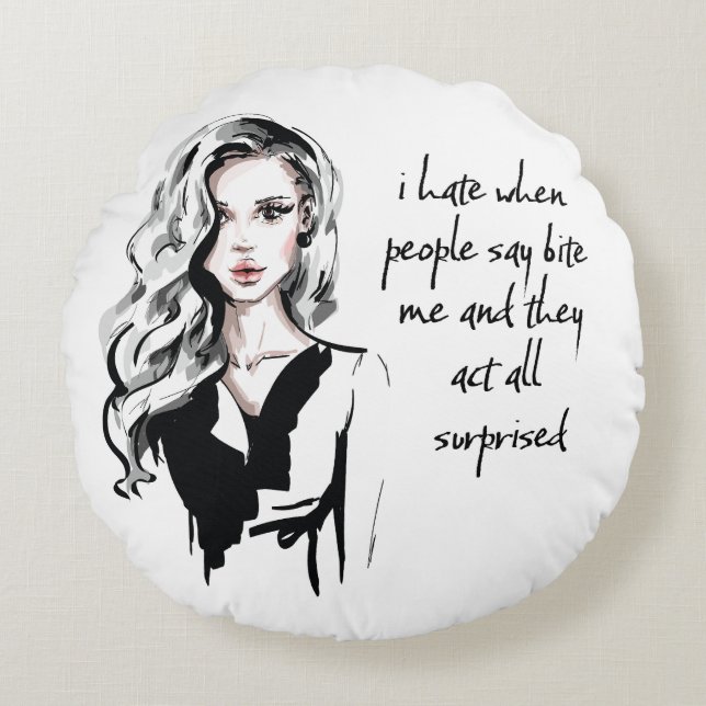 Surprised Bite me  Round Cushion (Front)