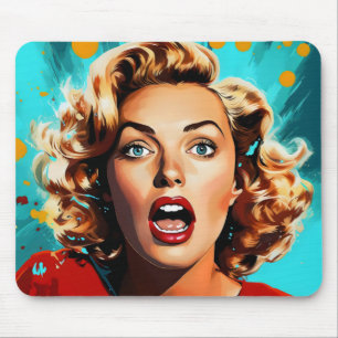 Surprised Blonde Pop Art Mouse Mat