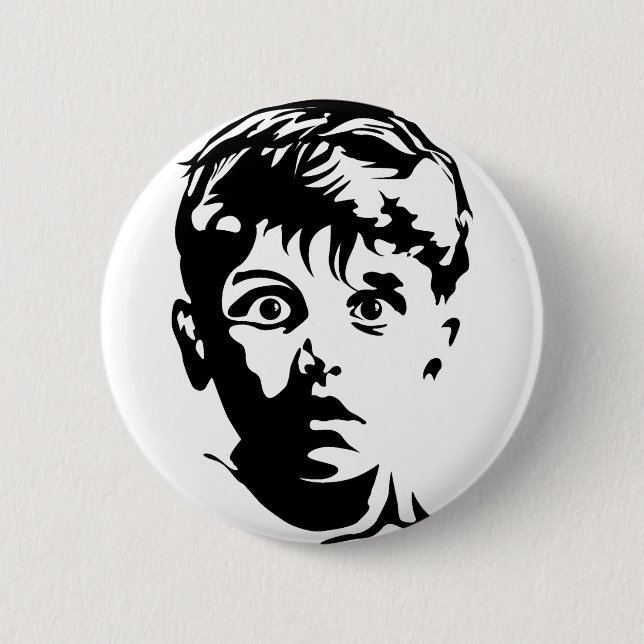 Surprised Boy Graphic Art Stencil Button Badge Pin (Front)