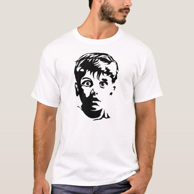 Surprised Boy Graphic Art Stencil T-Shirt (Front)
