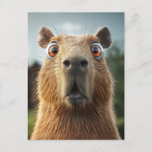 Surprised Capybara Close-Up Holiday Postcard