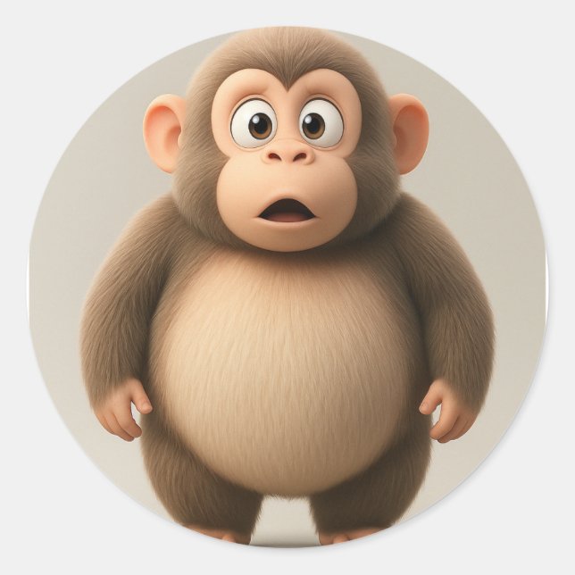 Surprised Cartoon Monkey Sticker (Front)