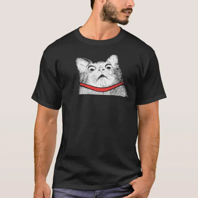 Surprised Cat Gasp Meme Black T-Shirt Zazzle