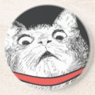 Surprised Cat Gasp Meme - Drink Premium Coaster