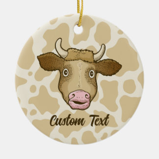 Surprised Cow Ceramic Ornament