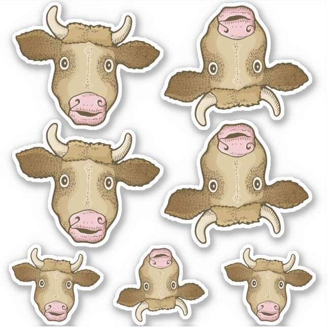 Surprised Cow Sticker Set (Front)