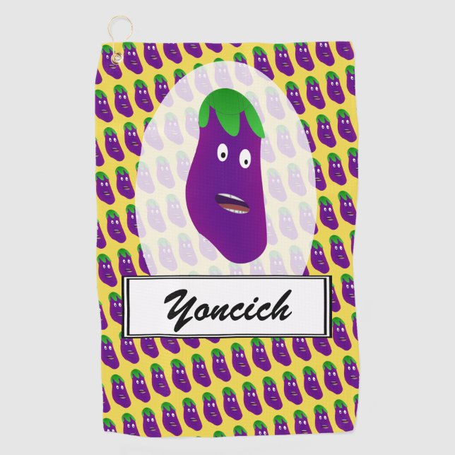 Surprised Eggplant by Kenneth Yoncich Golf Towel (Front)