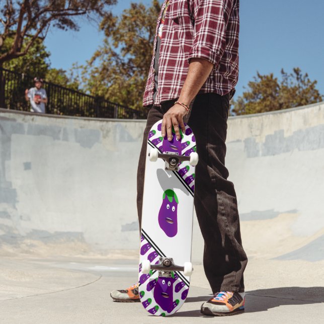 Surprised Eggplant by Kenneth Yoncich Skateboard (Outdoor 2)