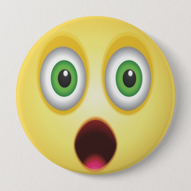 Surprised Emoji Face 10 Cm Round Badge (Front)