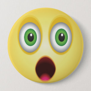 Surprised Emoji Face 10 Cm Round Badge