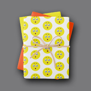 Surprised Emoji Pattern Wrapping Paper Sheet