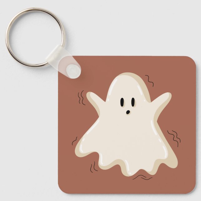 Surprised Ghost with Raised Arms Key Ring (Front)