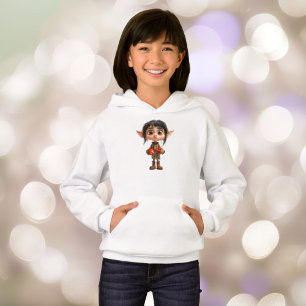 Surprised Girl Christmas Elf Girl's Hoodie