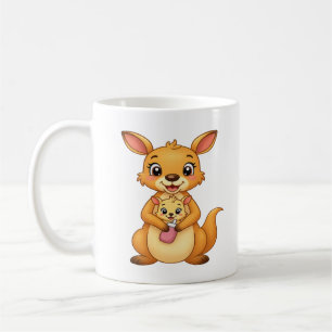 Surprised Kangaroo and Her Baby - Double-Sided Mug