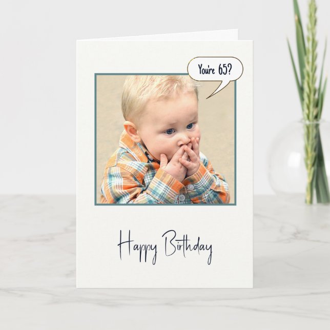 Surprised Little Boy For 65th Birthday Card (Front)