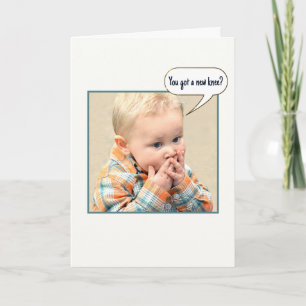 Surprised Little Boy For Knee Replacement Card