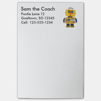 Surprised looking toy robot post-it notes