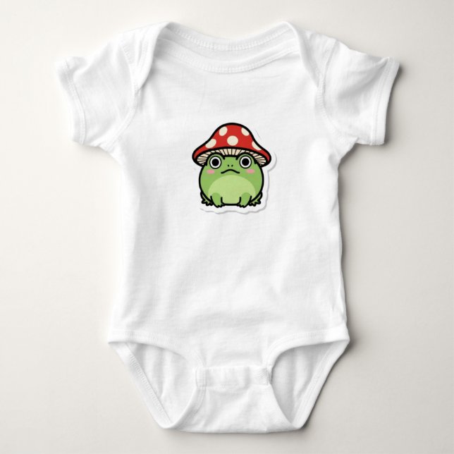 Surprised Mushroom Frog Baby Bodysuit (Front)