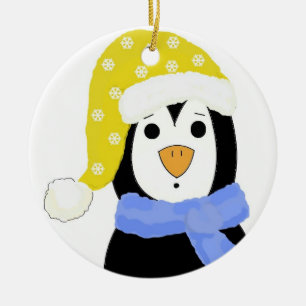 Surprised Penguin Ceramic Tree Decoration
