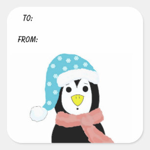 Surprised  Penguin Square Sticker