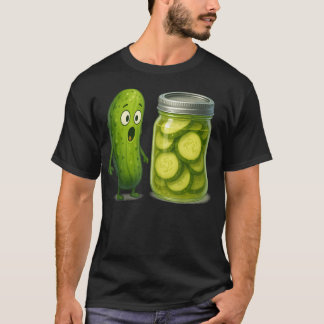 Surprised Pickle And Jar Cute Whimsical Food Illus T-Shirt