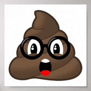 Surprised Poop Glasses Emoji Poster