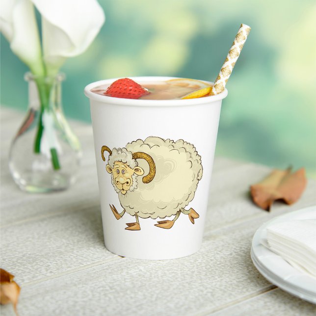 Surprised Ram Sheep Funny Farm Animal Paper Cups (Creator Uploaded)