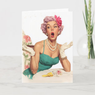 Surprised Retro Glamour Lady Card