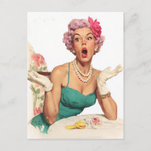 Surprised Retro Glamour Lady Postcard