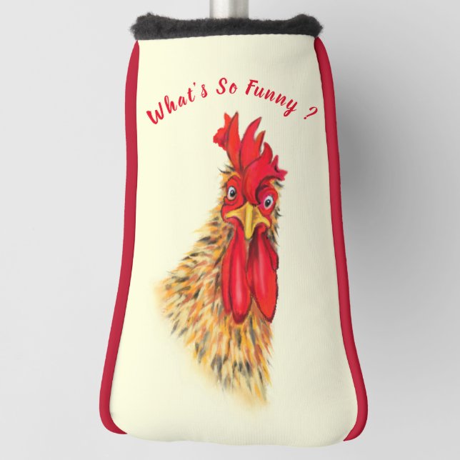 Surprised Rooster Funny Golf Head Cover Gift (Rotate 90)