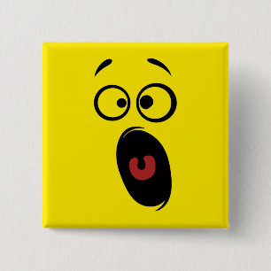 Surprised Scared Screaming Yellow Face 15 Cm Square Badge
