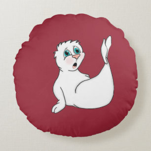 Surprised Seal Round Throw Pillow