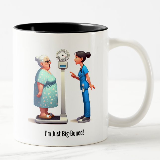 Surprised Senior vs. Evil Scale Two-Tone Coffee Mug (Creator Uploaded)