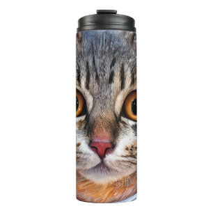 Surprised Space Astronaut Cat Thermal Tumbler