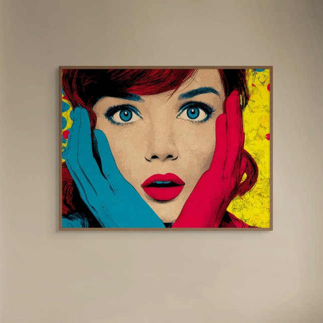 Surprised Woman in Pop Art Canvas Print (Creator Uploaded)