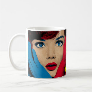 Surprised Woman in Pop Art Coffee Mug