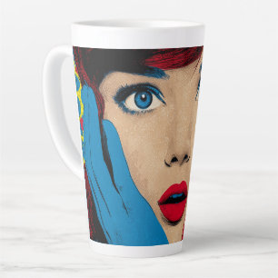 Surprised Woman in Pop Art Latte Mug