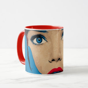 Surprised Woman in Pop Art Mug