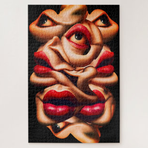 Surreal Abstract Faces Bold Expressionist Jigsaw Puzzle