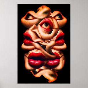 Surreal Abstract Faces Bold Expressionist  Poster