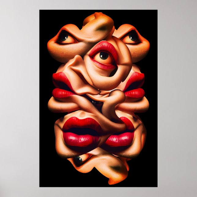 Surreal Abstract Faces Bold Expressionist  Poster (Front)