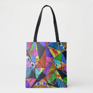 Surreal Abstract Geometric Patterns with Eyes Tote Bag