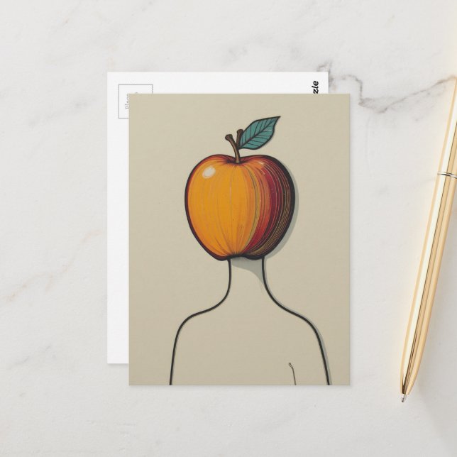 Surreal Abstract Person with an Apple Head Postcard (Front/Back In Situ)