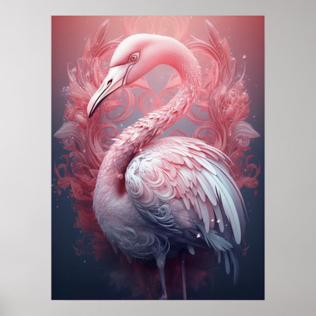 Surreal Abstract Pink Flamingo Poster (Front)
